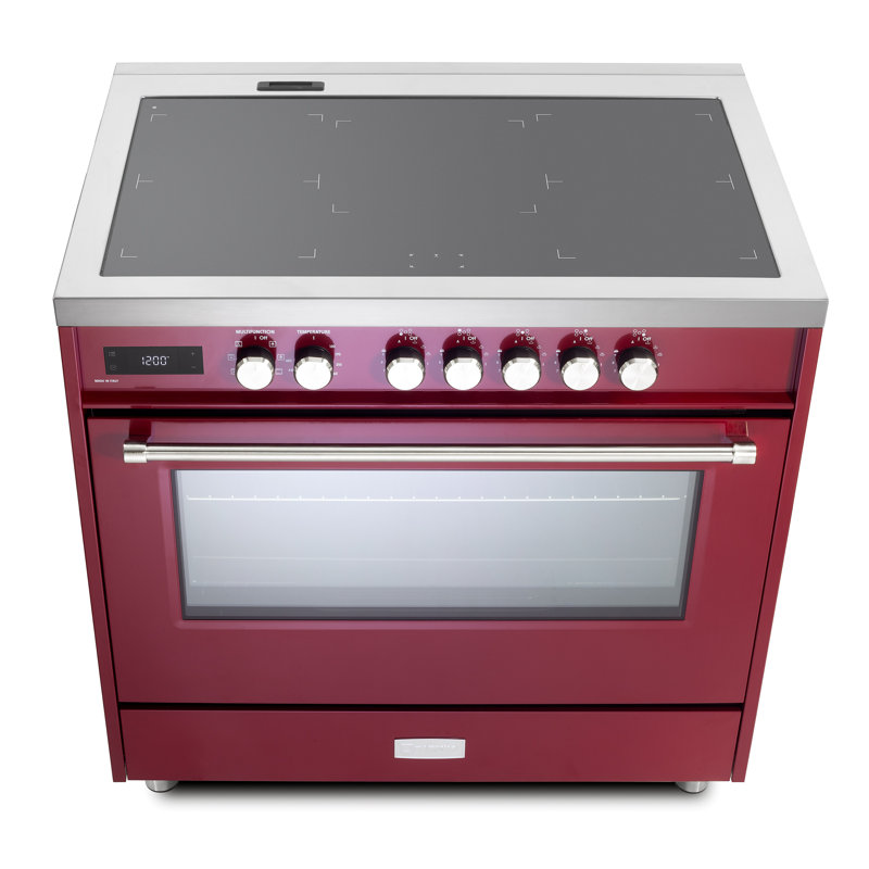 Verona Ultima 36" 5 Burner Single Induction Range Stainless, Burgundy