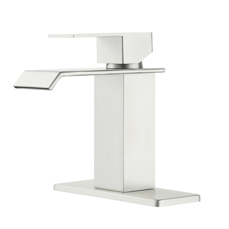 Probe Single Hole Faucet Single-handle Bathroom Faucet Waterfall Spout Sink Faucet 1.2GPM, Brushed Nickel