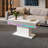 Modern White Coffee Table, Rectangular Coffee Table with RGB Lights for Living Room
