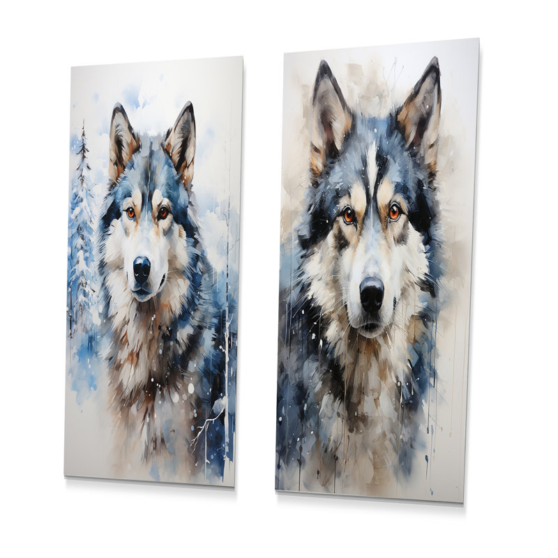Siberian Dog Serenity - Ensemble de 3 impressions de chien en métal, H 28 po x l 24 po