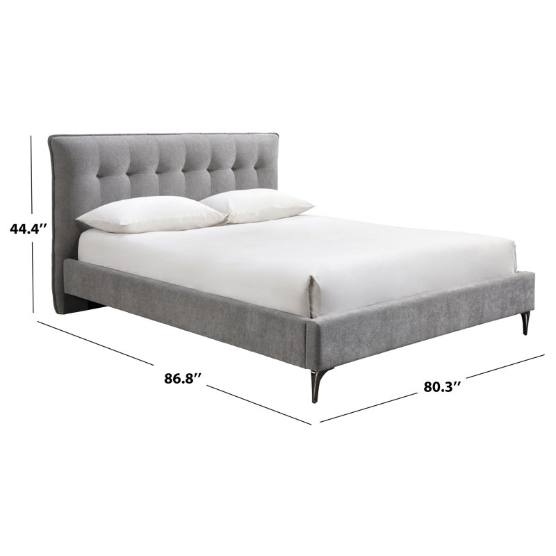 Rexsie Tufted Headboard Bed, Dark Gray/Black, RV King