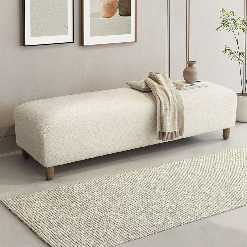 Banc rectangulaire rembourré avec coussin en mousse, structure en bois et siège polyvalent
