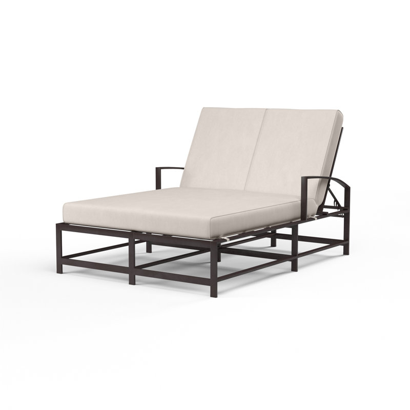 La Jolla Double Chaise Lounge with Cushion, Canvas Natural Sunbrella®