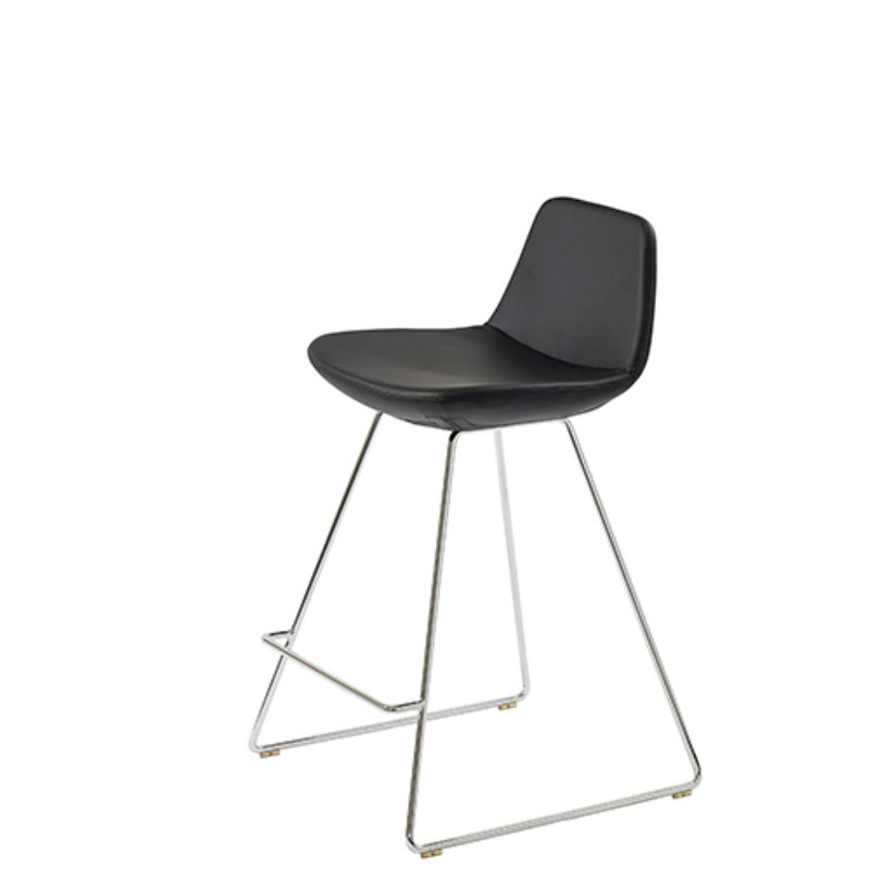 Tabouret de bar et de comptoir Fechteler, Chrome, Tabouret de comptoir (siège d'une hauteur de 24,5, Cuirette rouge