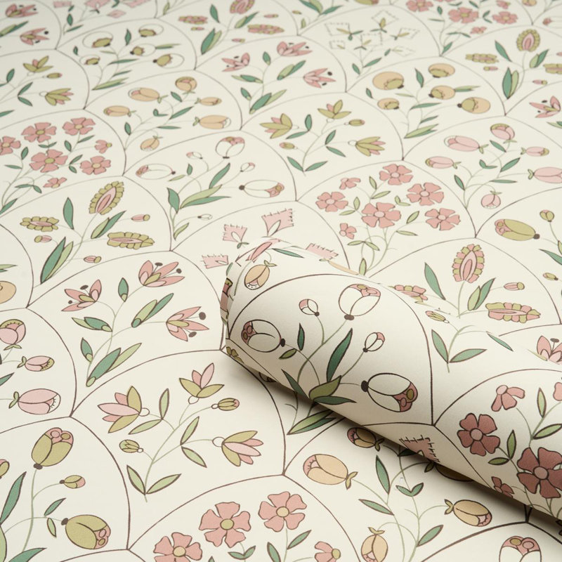 Papier peint floral Frances, Rose