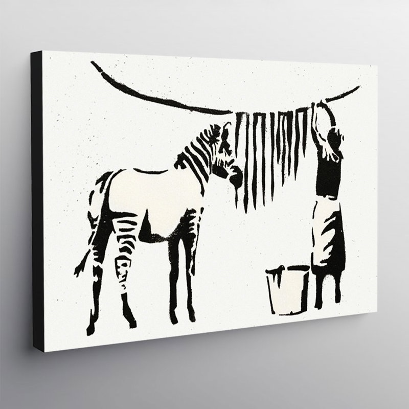 Zebra Washing - Wrapped Canvas Print, 20.5cm H x 31cm W x 4cm D