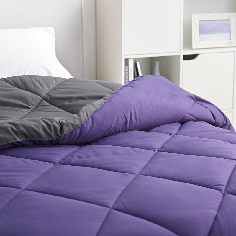 Reversible Microfiber Oversized Full XL Comforter, Purple Reign/Faded Black, Full XL Comforter