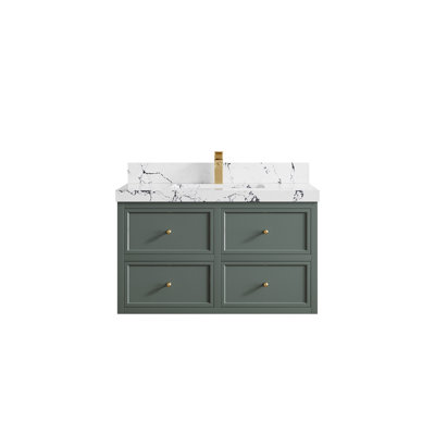 Roswell Floating 36'' Single Bathroom Vanity with Quartz Top