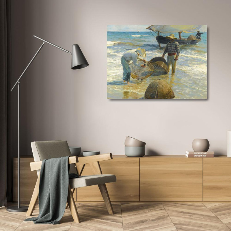 "Valencian Fishermen" par Joaquin Sorolla - Art mural sur toile tendue avec châssis, H 24 po x l 17 po
