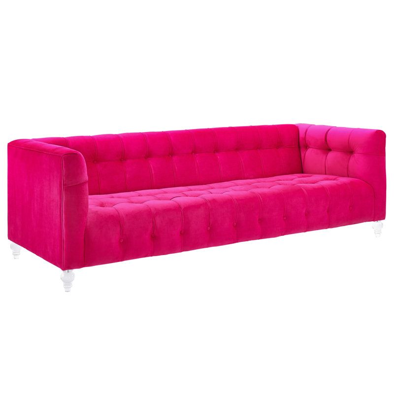 Canapé à accoudoirs étroits en velours 90,55 po Doyon, Rose