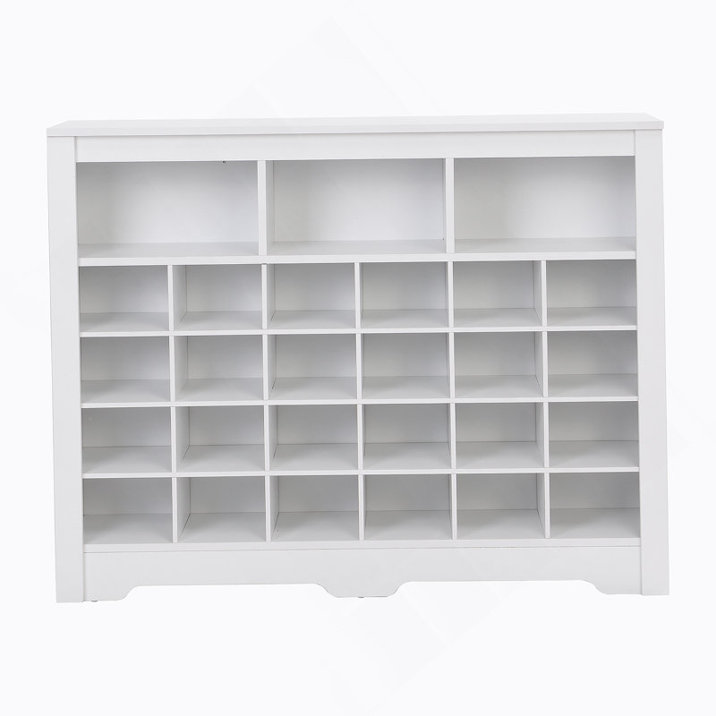 Design 24 Shoe Cubby Console, Modern Shoe Cabinet With Curved Base