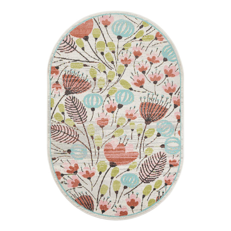 Whimsy Kids Wildflowers Rug, Oval 5'3" x 8' 
