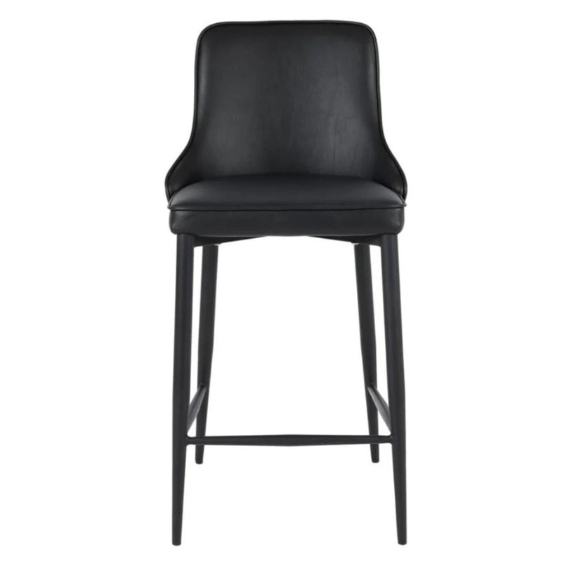 Tabouret en similicuir Rocha, Noir