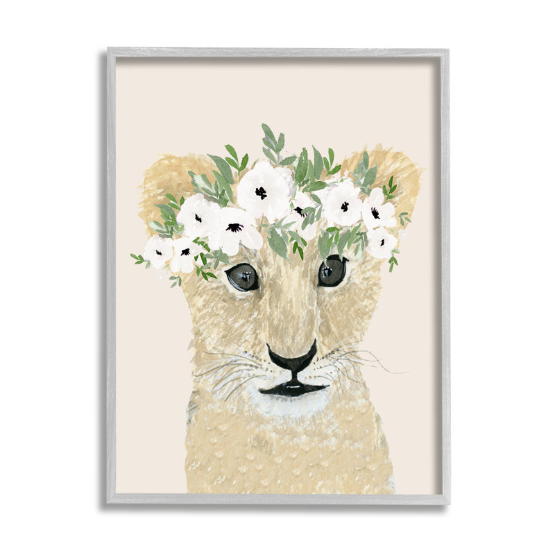«Big Eye Baby Lion», couronne florale pour enfants, impression, H 14 po x l 11 po, Estampe numérique Farmhouse