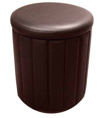 Crossett 36cm Wide Faux Leather Round Solid Colour Pouffe Ottoman with Storage