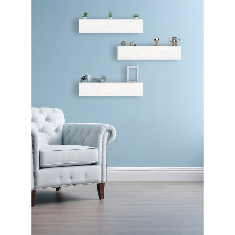 Ensemble de 3 tablettes flottantes Rayne, Blanc, H 5 po x l 24 po x P 7 po