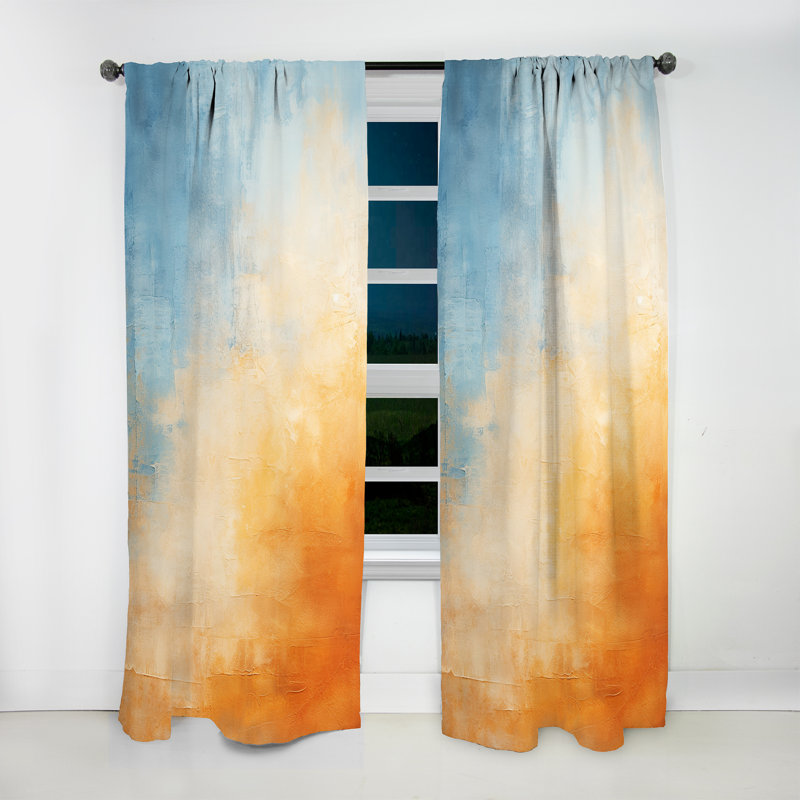 Miroir du désert II bleu et orange Risso - rideau moderne en velours - obscurcissant - 1 panneau, L 52 po x L 63 po