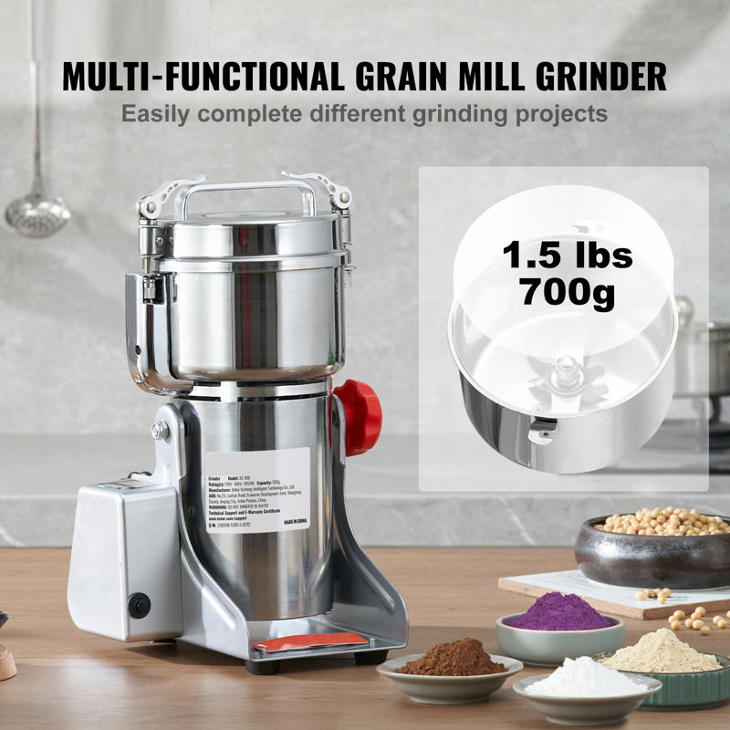 High-Speed Stainless Steel Electric Grain Mill Grinder for Commercial Use