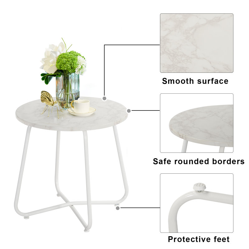 Artemus Top End Table, White Top/White Base