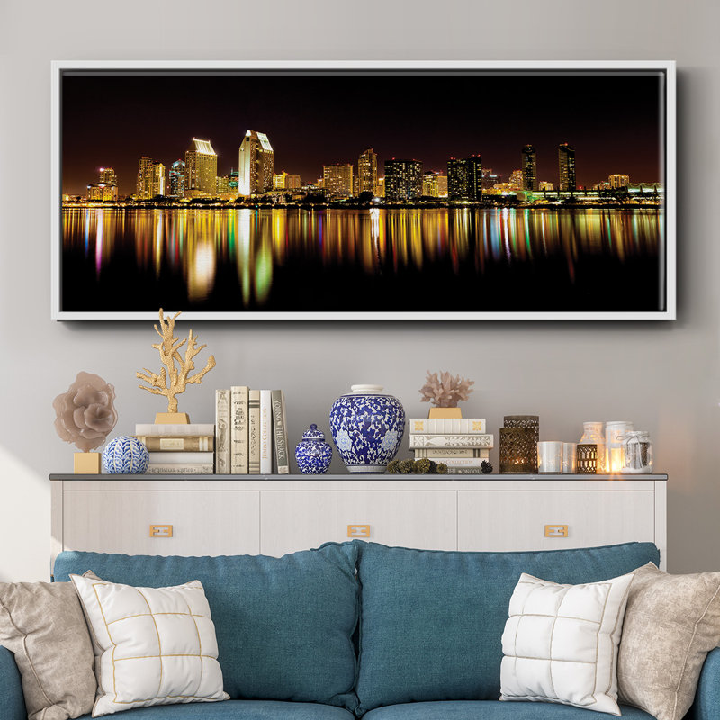 San Diego Skyline - toile encadrée, H 8 po x l 20 po
