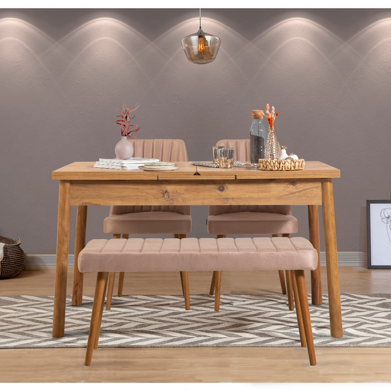 Durant 4 - Person Dining Set, Atlantic Pine, Atlantic Pine, Stone