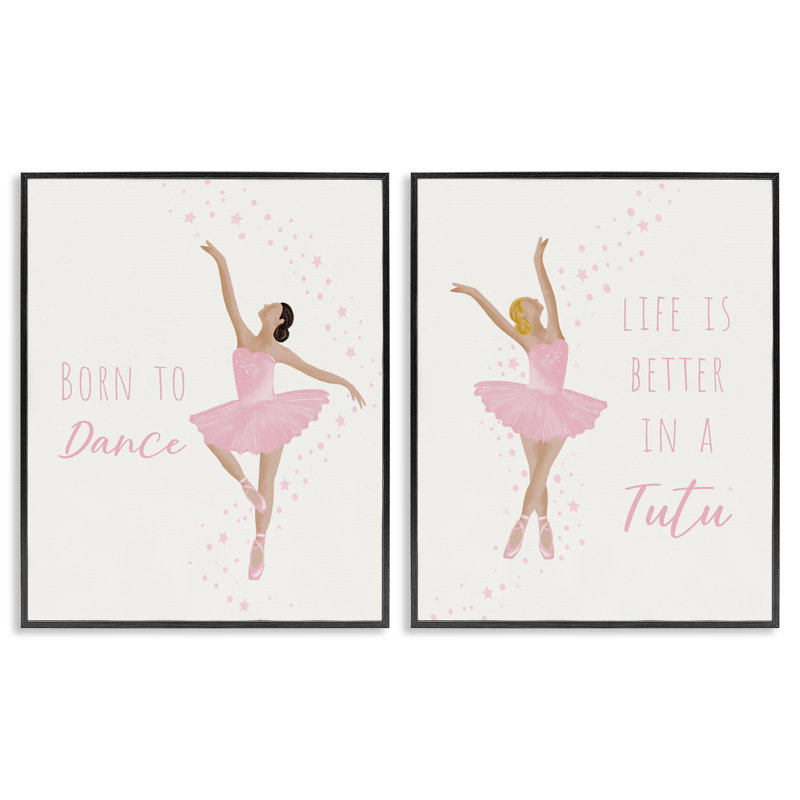 Ensemble de 2 giclées encadrées inspirantes Ballerina Sentiments, design par Chen Alyesh, Giclée encadrée noir minuit