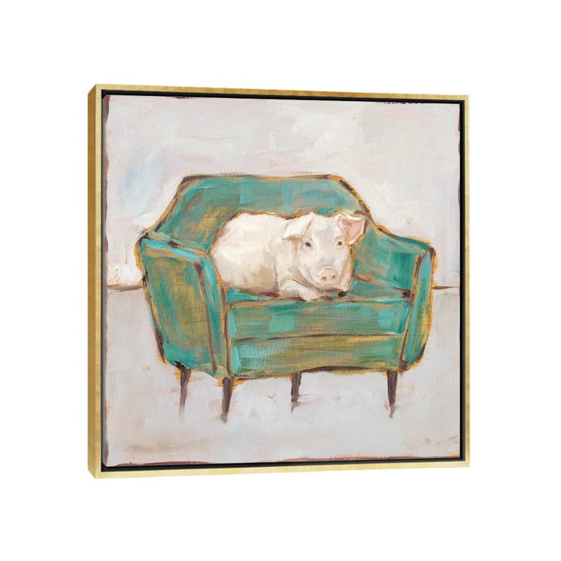 Créature confort VI par Ethan Harper - reproduction d'art, H 26 po x l 26 po x P 1,5 po, Toile encadrée d'or, Pas de tapis