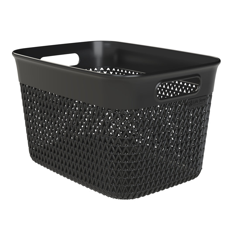  10 Qt Decorative Storage Basket, Medium Home Organizer, Black, Black, 1