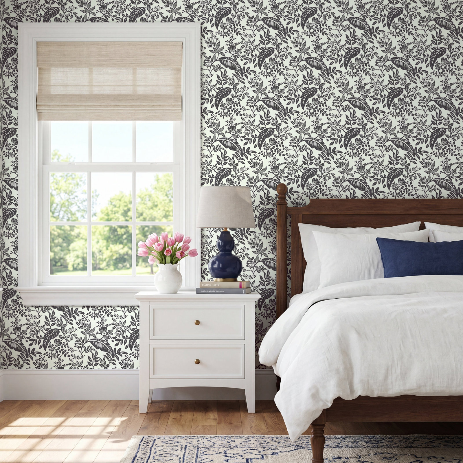 Canopy Wallpaper Double Roll, Black/White