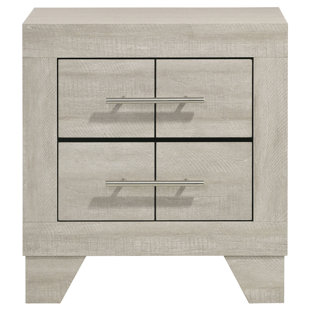 Trenton 2-Drawer Nightstand Bedside Table Rustic Cream