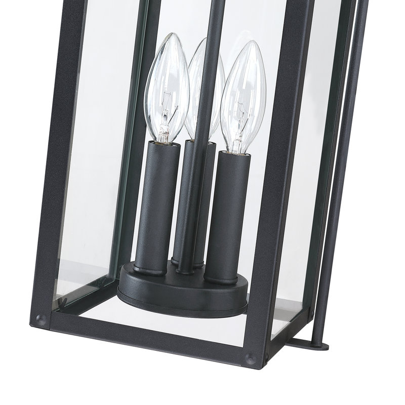 Harper 18.7" H 3-light Black Outdoor Hanging Pendant Light, Matte Black