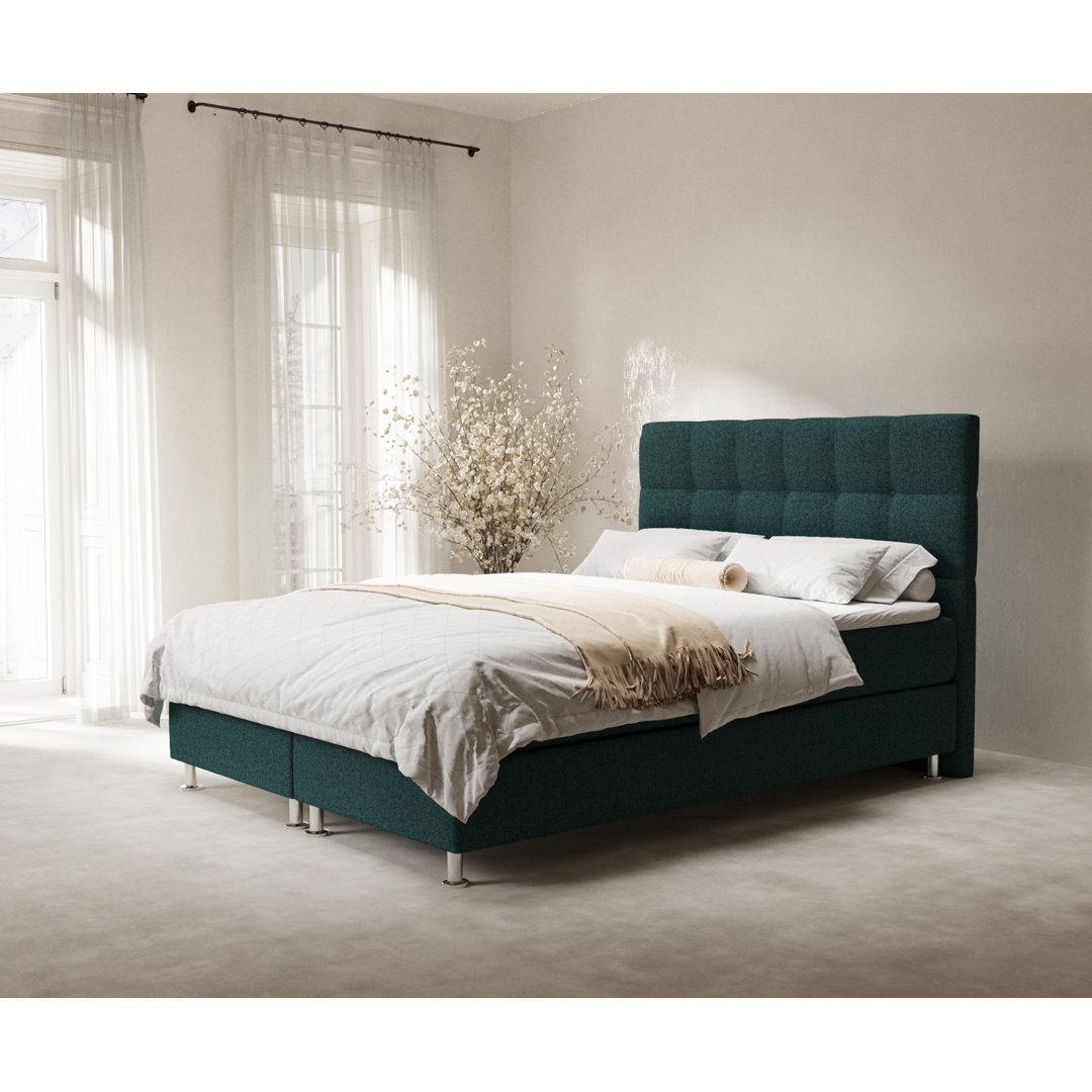 Echtes Boxspringbett Niamiah mit Zwei Matratzen und Topper