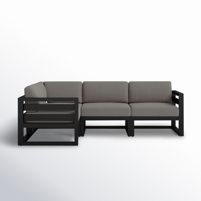 Avion 4 Piece Sectional Set, Black, Canvas Charcoal Sunbrella® Canvas