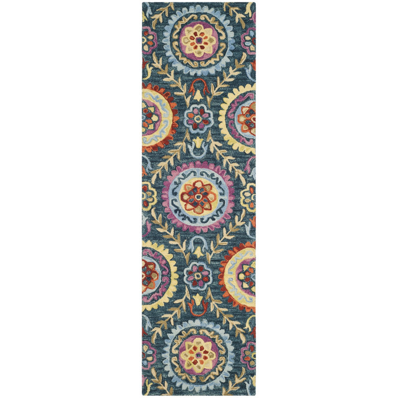 Tomo Hand Hooked Wool And Cotton Floral Rug, Runner 2'3" x 10'