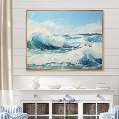 Aquarelle tempête côtière océan I - plage et océan, reproduction d'art mural
