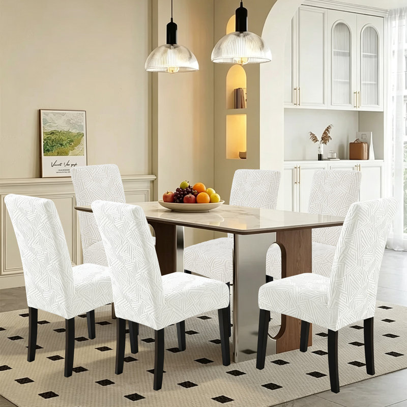Housses extensibles pour chaises de salle à manger, housse de chaise lavable, ensemble de 10, Blanc