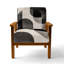 Chaise rembourrée à formes abstraites - Fauteuil à courbes minimalistes noir et blanc-2022017861
