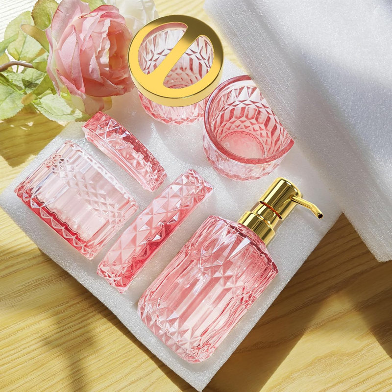 Pink Bathroom Accessory Set