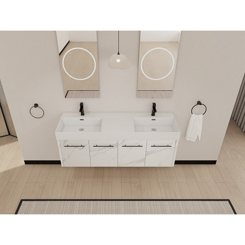 Meuble-lavabo mural avec double lavabo en résine