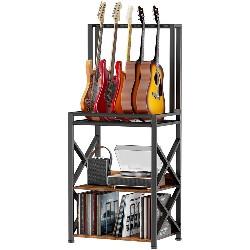3-Tier Multi Guitar Stand with Vinyl Record Player Storage Rack
