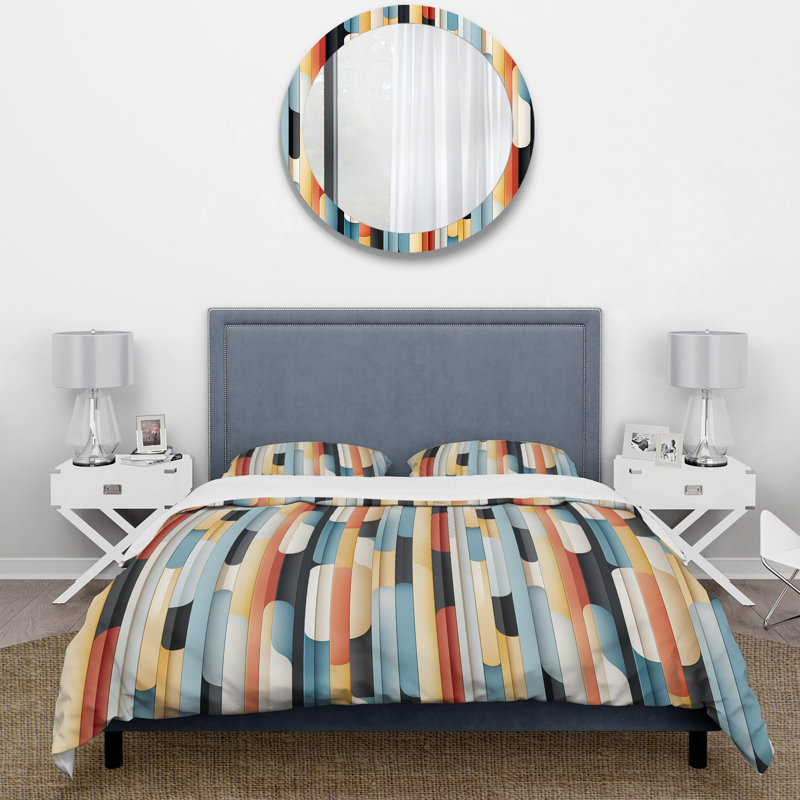 Contemporary Lines - Striped Duvet Cover Set, Housse de couette pour grand lit et 2 taies décor