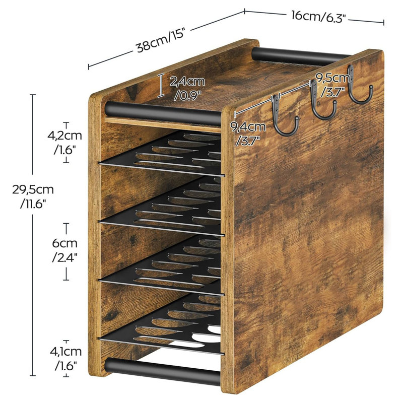 72 tiroirs de rangement à 4 niveaux pour dosettes de café, organisateur de comptoir brun rustique pour capsules Nespresso Vertuo