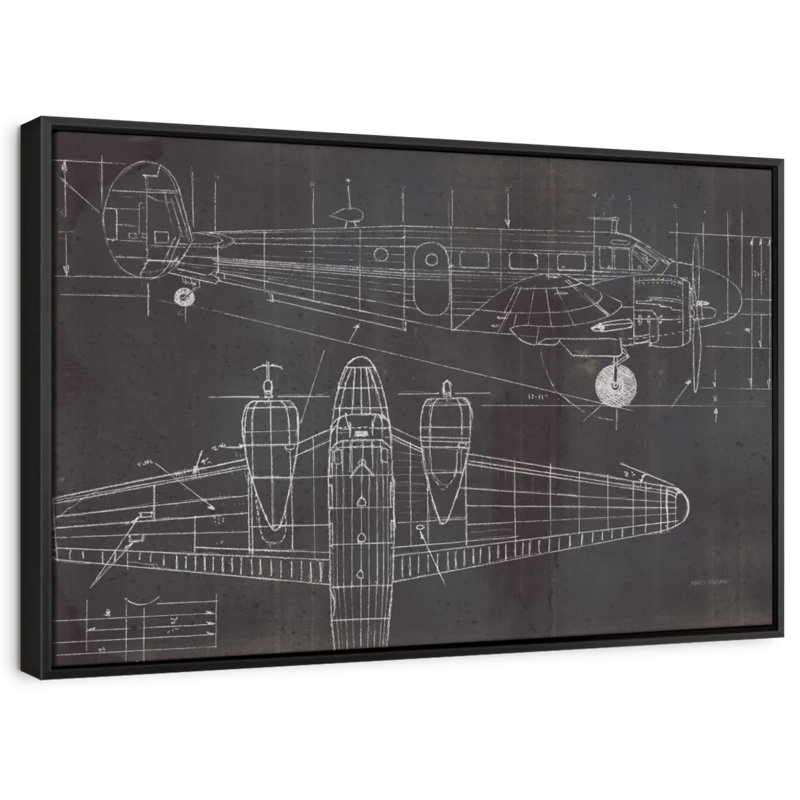 Plane Blueprint Canvas Print, 9" H x 13" W