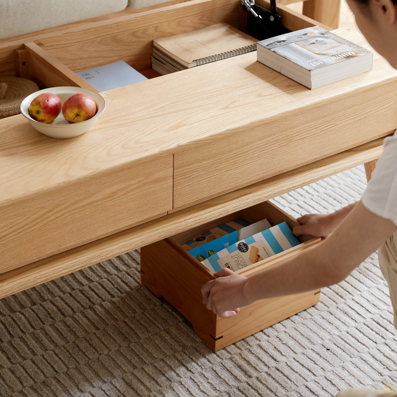 Table basse surélevée 100% chêne massif, H 17,72 po x L 39,37 po x l 23,62 po