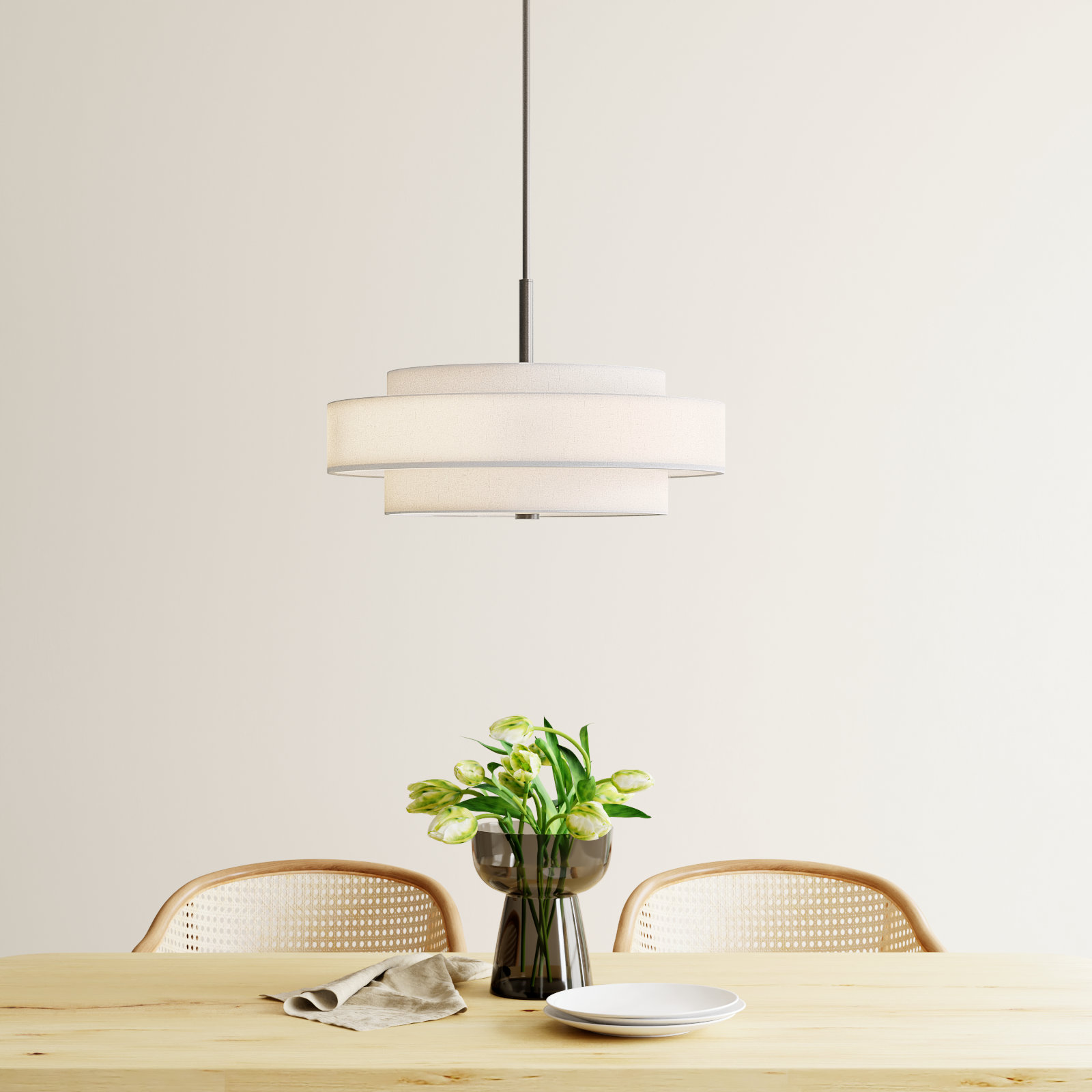 Flaire 5-Light Chandelier, English Bronze, Oatmeal
