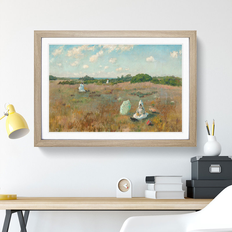 Gathering Autumn Flowers by William Merritt Chase - Framed Print, Oak Framed, 27cm H x 36cm W x 2cm D