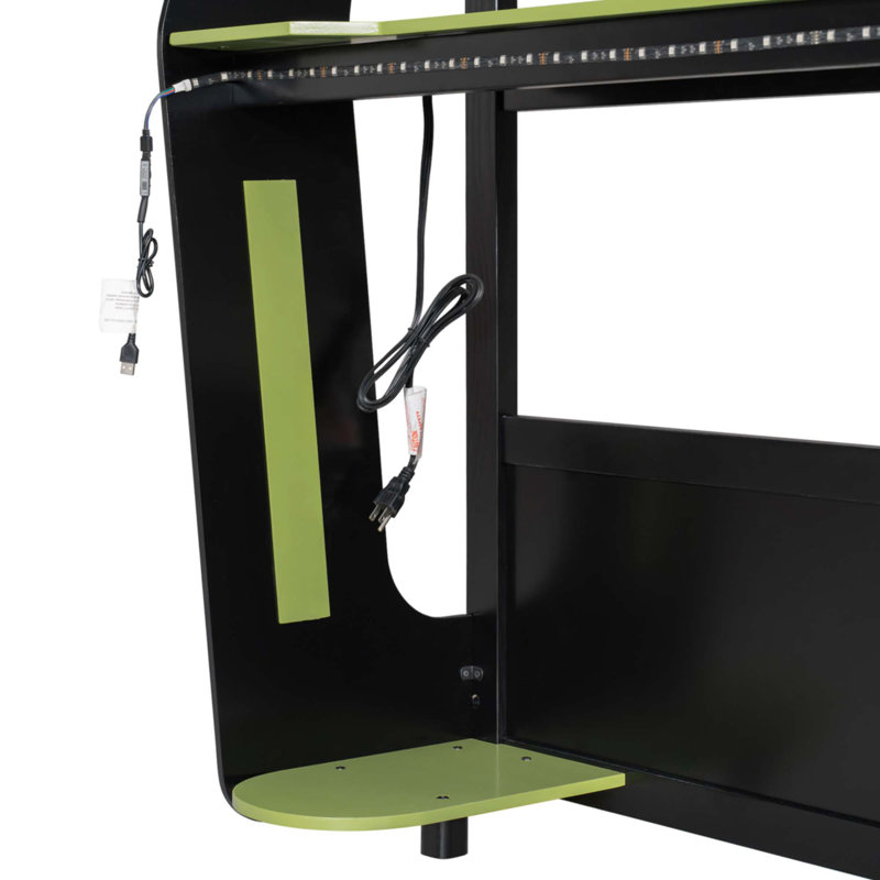 Lit double superposé double avec bureau RVB latéral surdimensionné