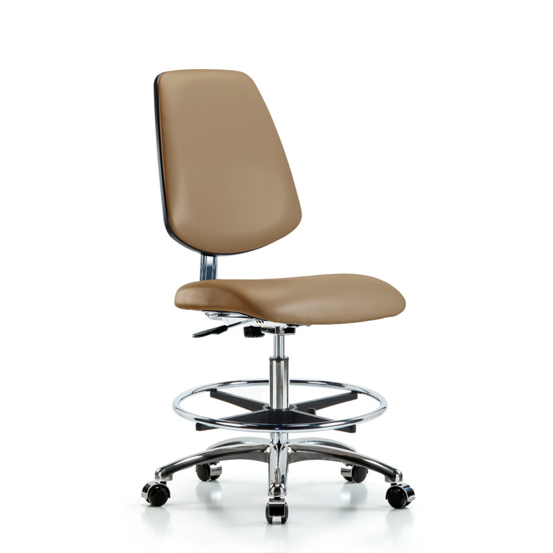 Anais Vinyl Drafting Chair, Casters, Taupe