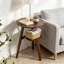 Table d'appoint de salon en bois massif à 2 niveaux avec table d'appoint, table de chevet, table de bout ronde en bois massif, petite table d'appoint à 2 niveaux avec tablette de rangement inférieure-136030971