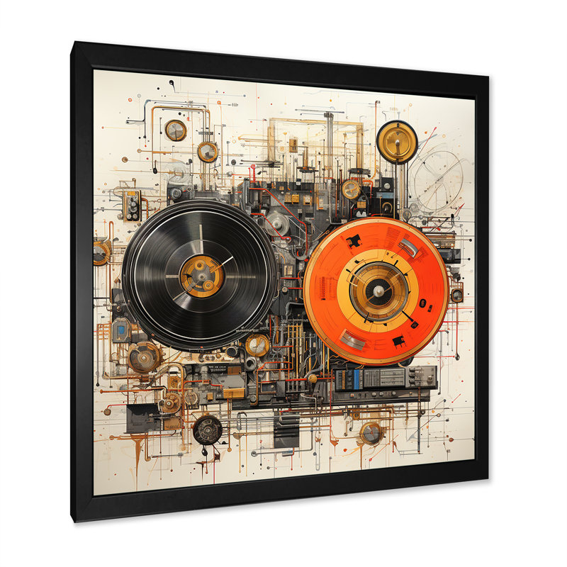 Schéma I sur toile, Cadre simple noir, H 16 po x l 16 po x P 1 po
